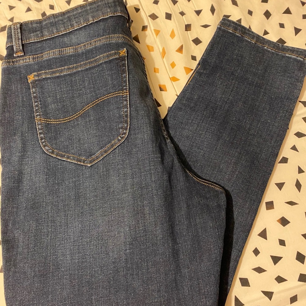 Skinny jeans w leather stripe